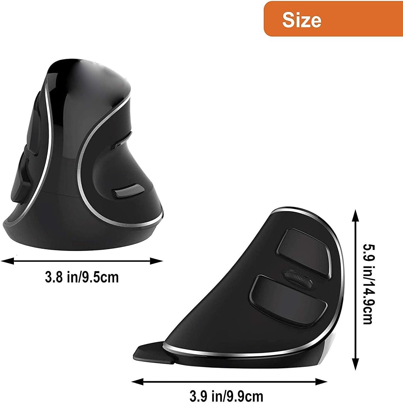 Dimensions of the J-Tech Digital Vertical Mouse