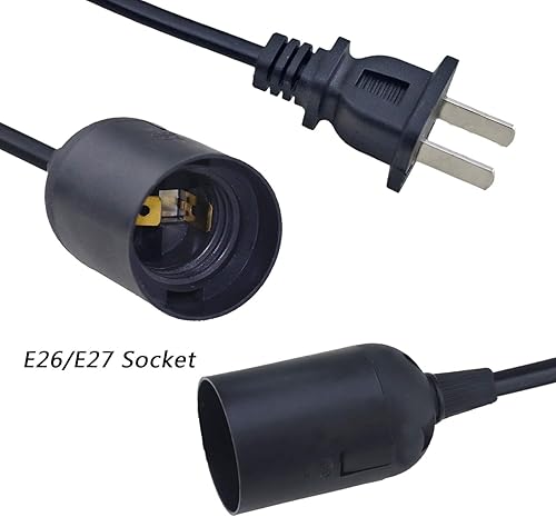 Miniatura 2 de REXTiN Paquete de 4 cables de extensión de enchufe de luz LED E26E27 de 5.9 pies con interruptor de encendidoapagado y enchufe de alimentación de CA