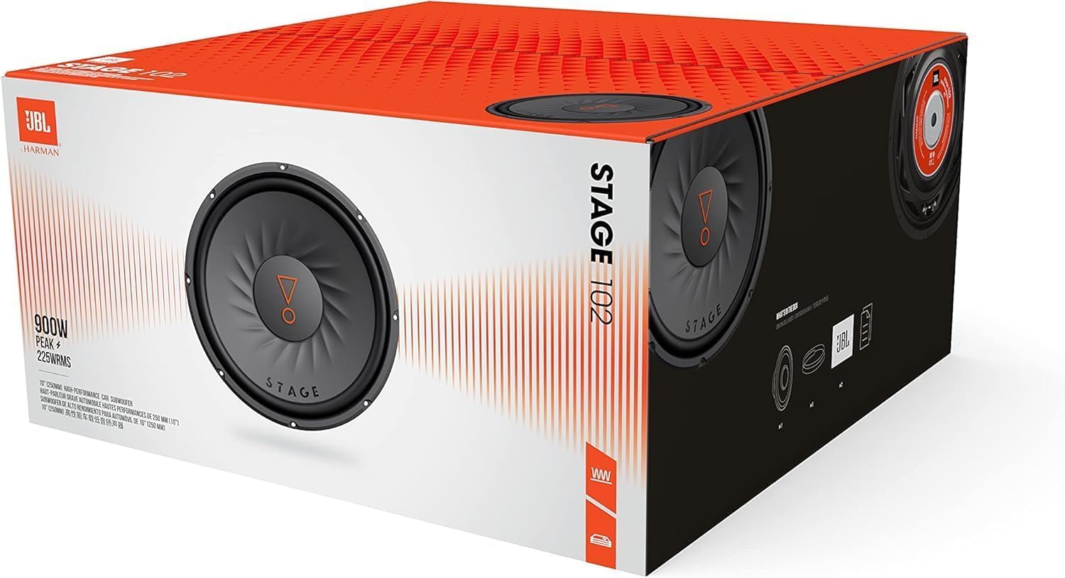 JBL Stage 102 subwoofer auto passivo 10 pollici 225 W RMS 900 W Max 4 Ohm 35-200 Hz