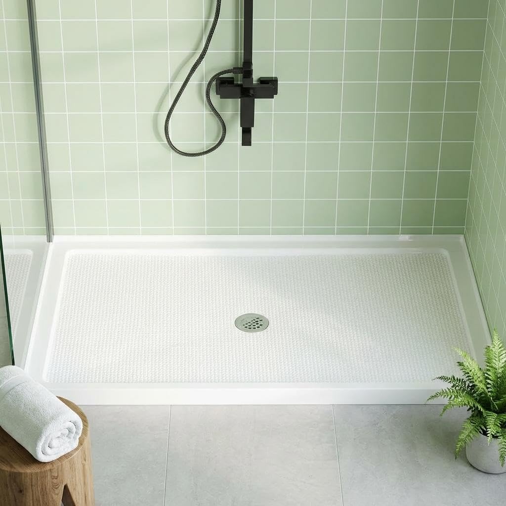Garvee 60 x 32 Inch Shower Base with Non-Slip Design, Single Threshold and Center Drain, Stainless Steel Cover & Drain Assembly, Acrylic Shower Pan Kit for Shower Enclosure