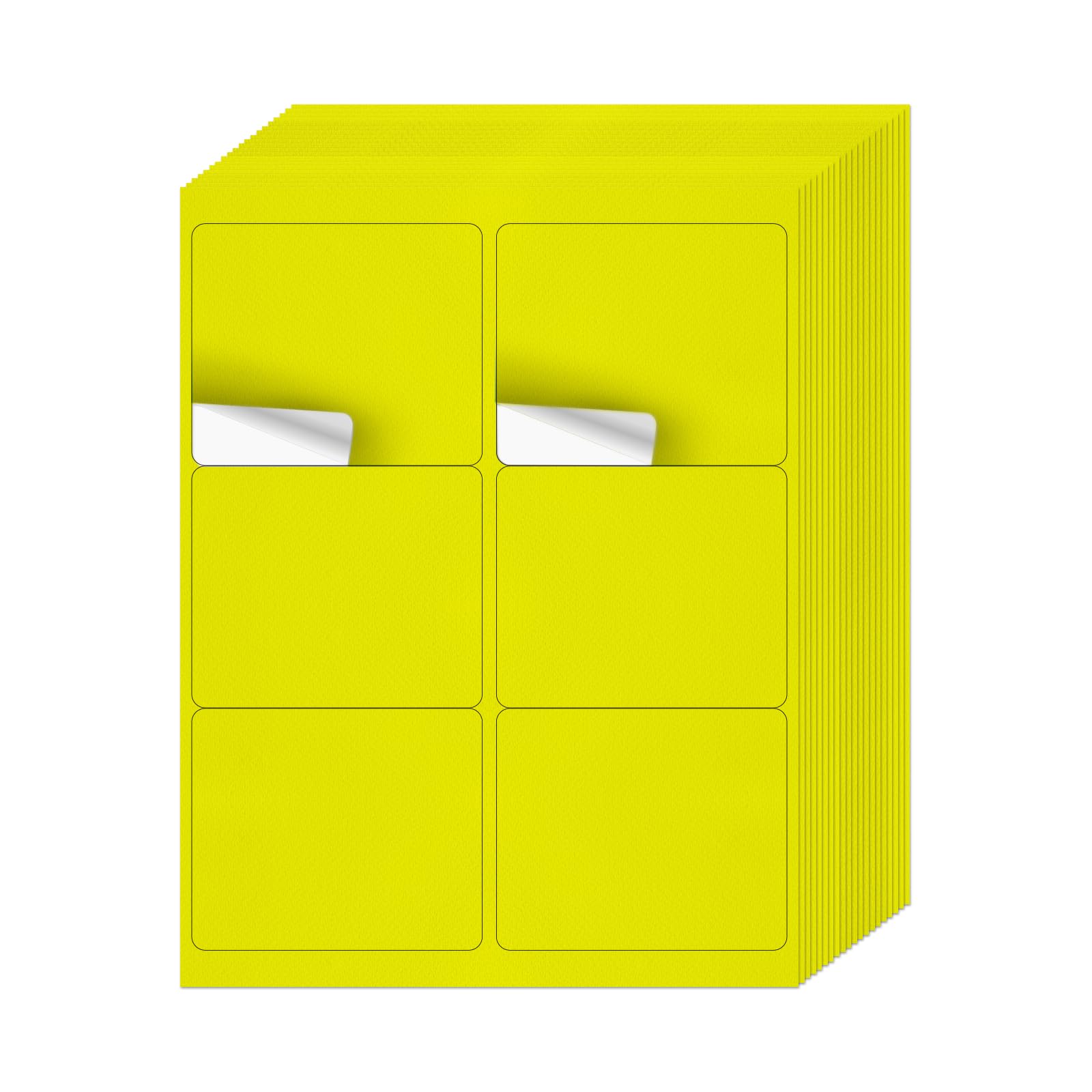 YIKIADA Neon Yellow Printable Address Labels 3-1/3" × 4" Self-Adhesive Vinyl Shipping Blank Stickers Removable Mailing Decals for Inkjet Laser Printer