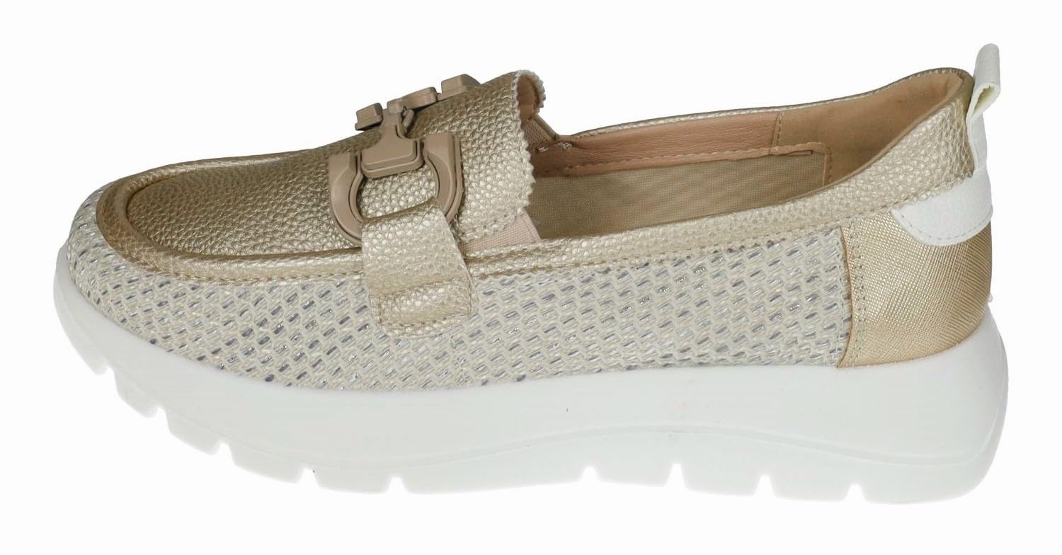 mysoft 25M269 Mocasines Color Patino con Plataforma y Adorno metálico Mujer Zapatos MOCASÍN