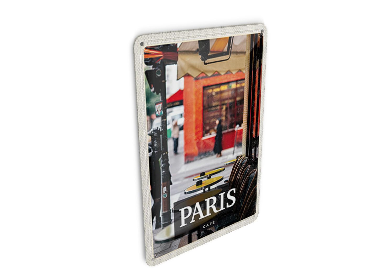 Femer Tin Postcard Travel 10 x 14 cm Paris Cafe Restaurant Travel Destination Decorative Sign