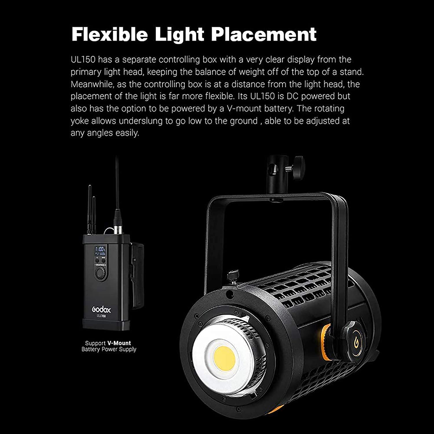 がある GODOX UL150撮影ライト LEDビデオライト 150W サイレントモードなLED CRI96 色温度5600*200K