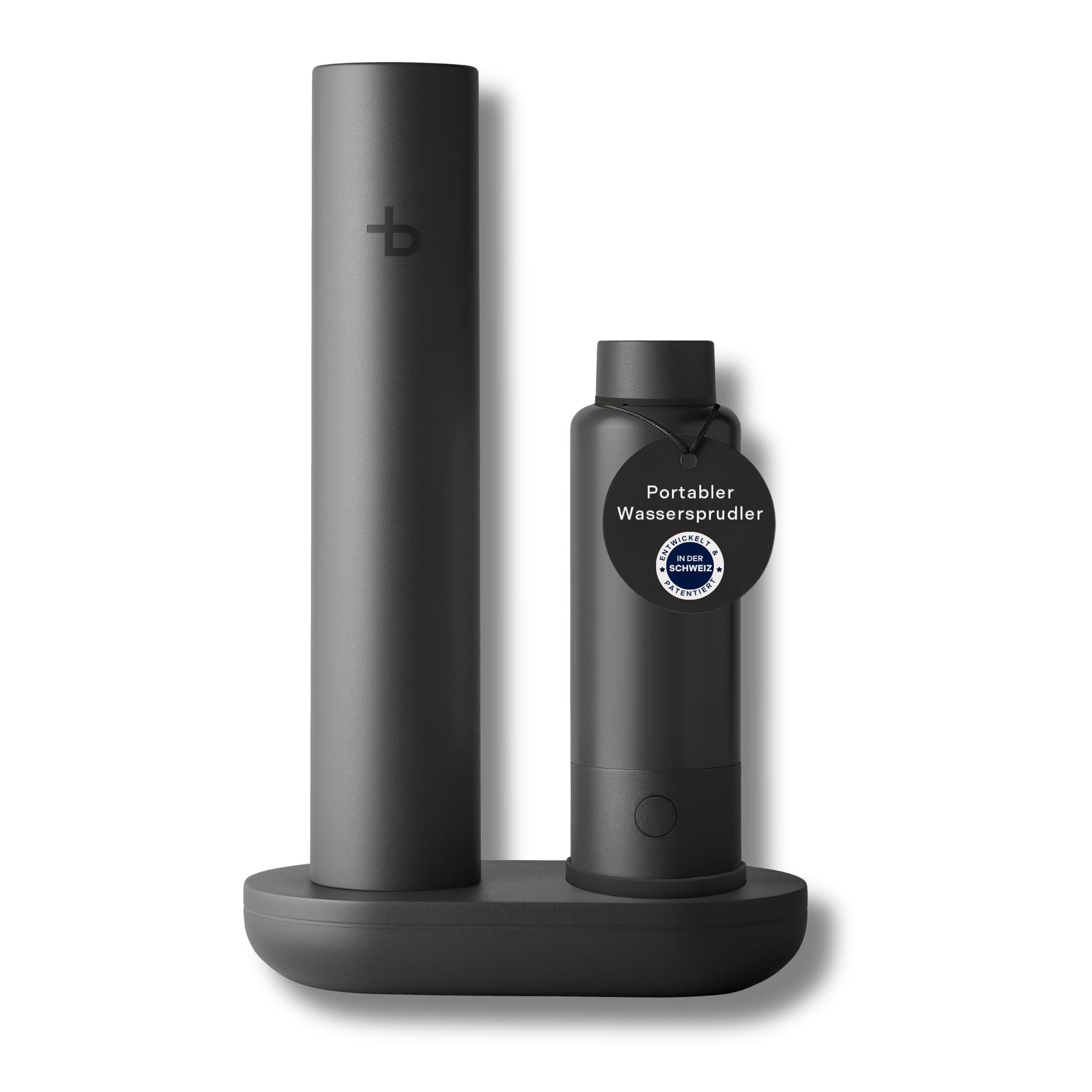Portabler Wassersprudler To Go | Auffüllstation + 600ml Edelstahlflasche | bis 6L Sprudelwasser unterwegs | BPA-frei | kompatibel mit Standard 60L CO2-Zylinder
