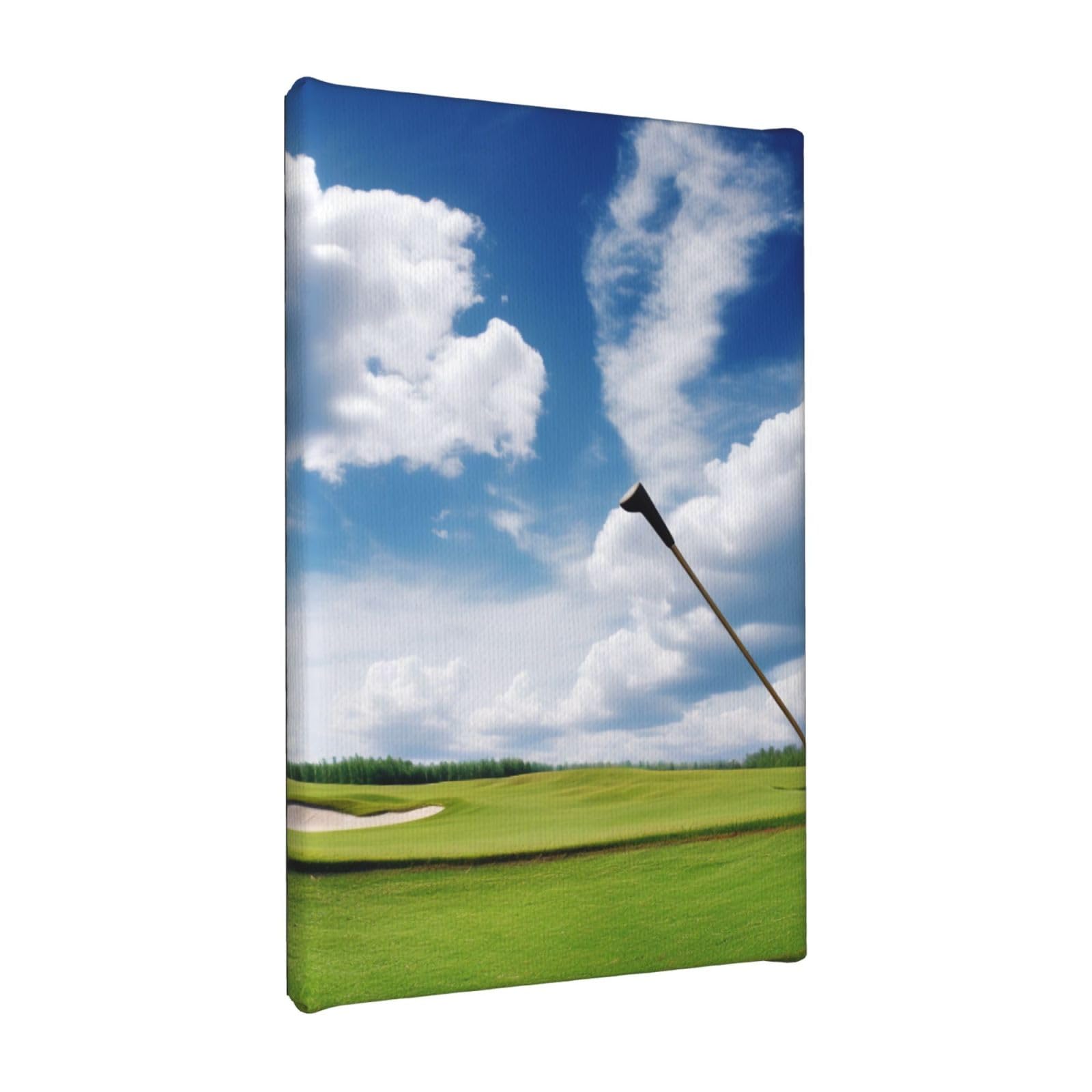 YKLJG golf course Printed Wall Art Canvas Painting 20x30 CM Wooden Framed Picture Painting Artwork Prints for Bedroom Kitchen Home Office Decor