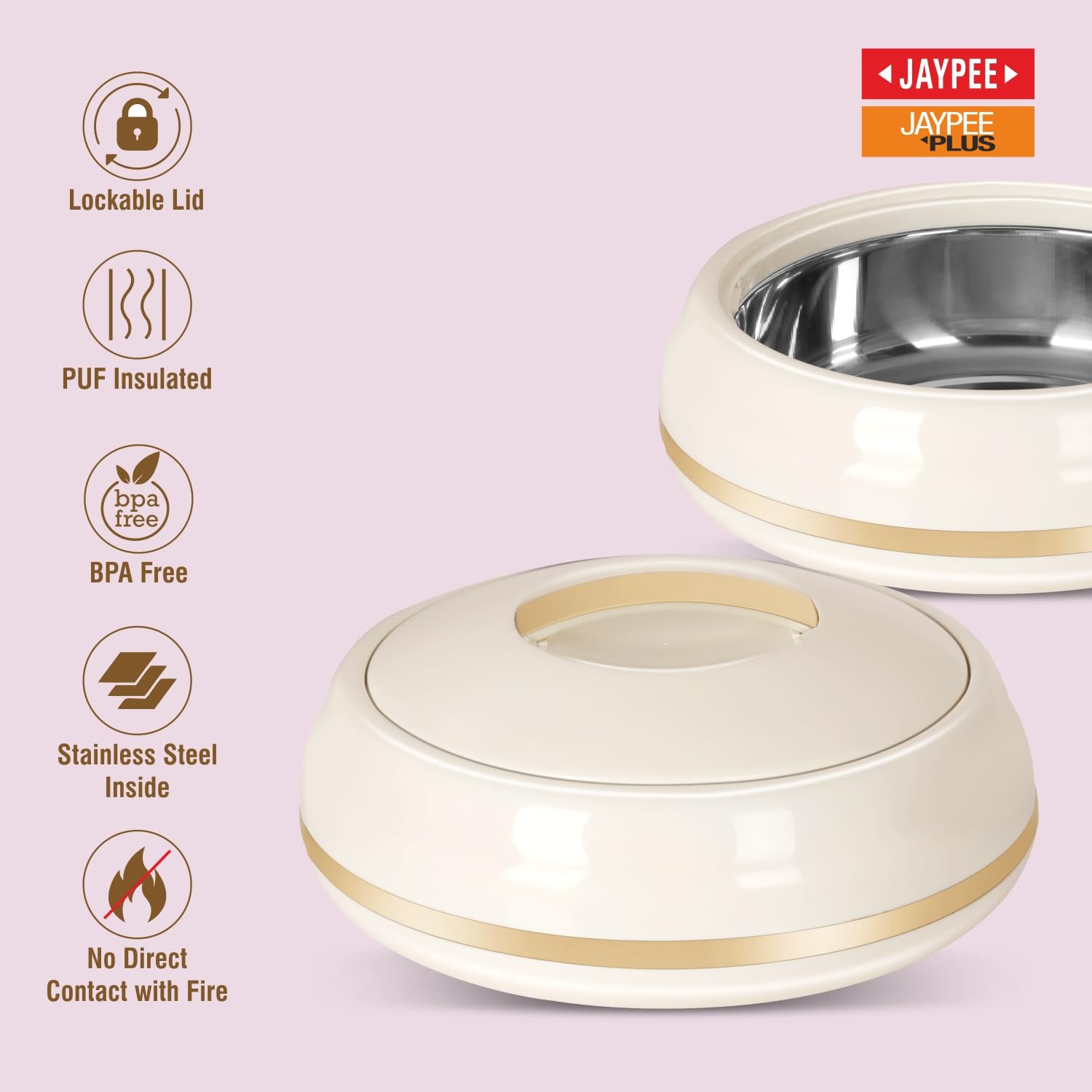 JAYPEE Alisa Neo 1250ml Insulated Inner Stainless Steel Casserole| BPA Free | Food Grade | Easy to Carry | Easy to Store | Ideal for Chapatti | Casserole for roti, Best for Gifting Purpose Golden 2