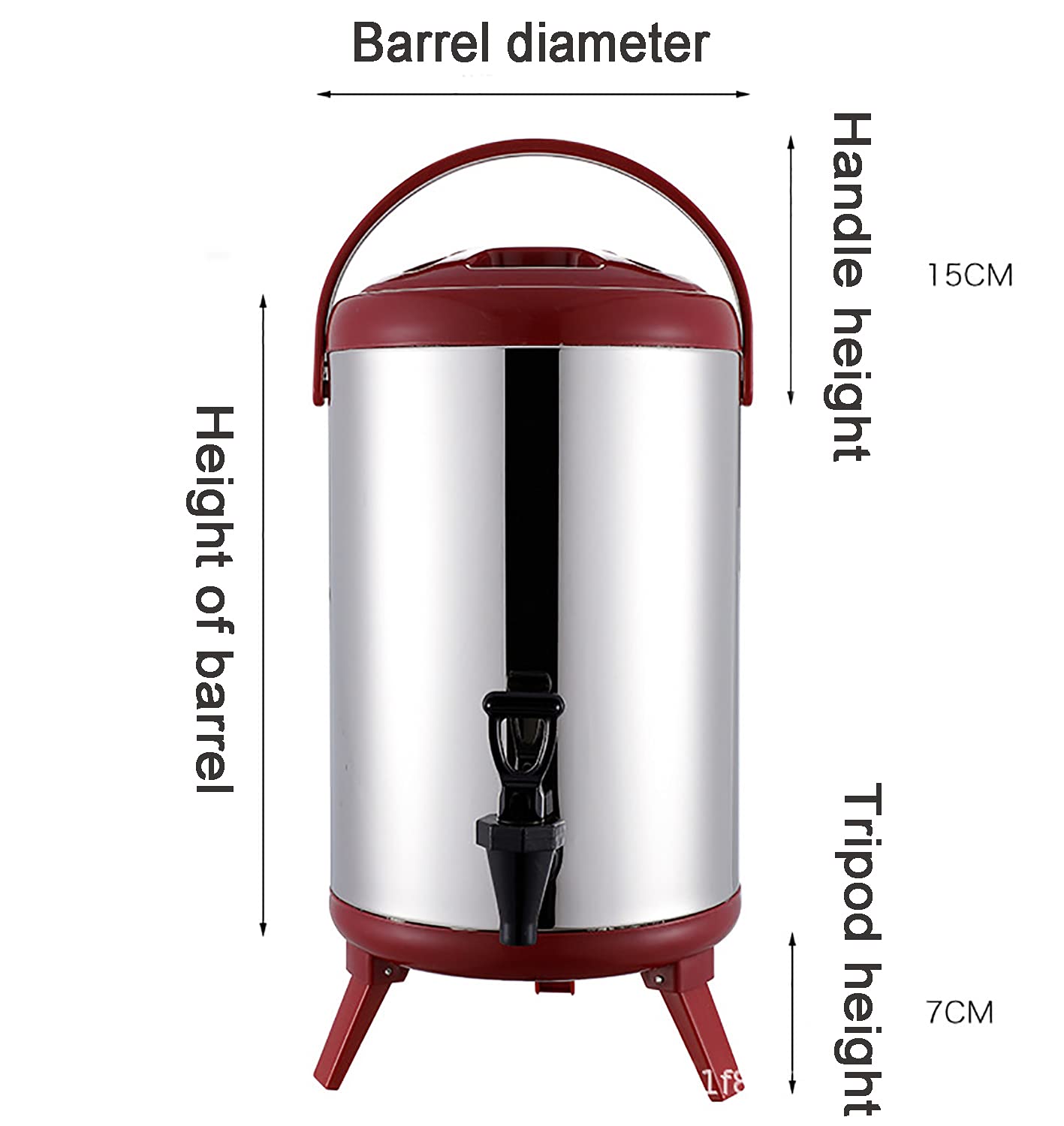 304 acero inoxidable doble capa aislamiento barril trípode plegable con grifo fermentación barril (rojo, 10L)