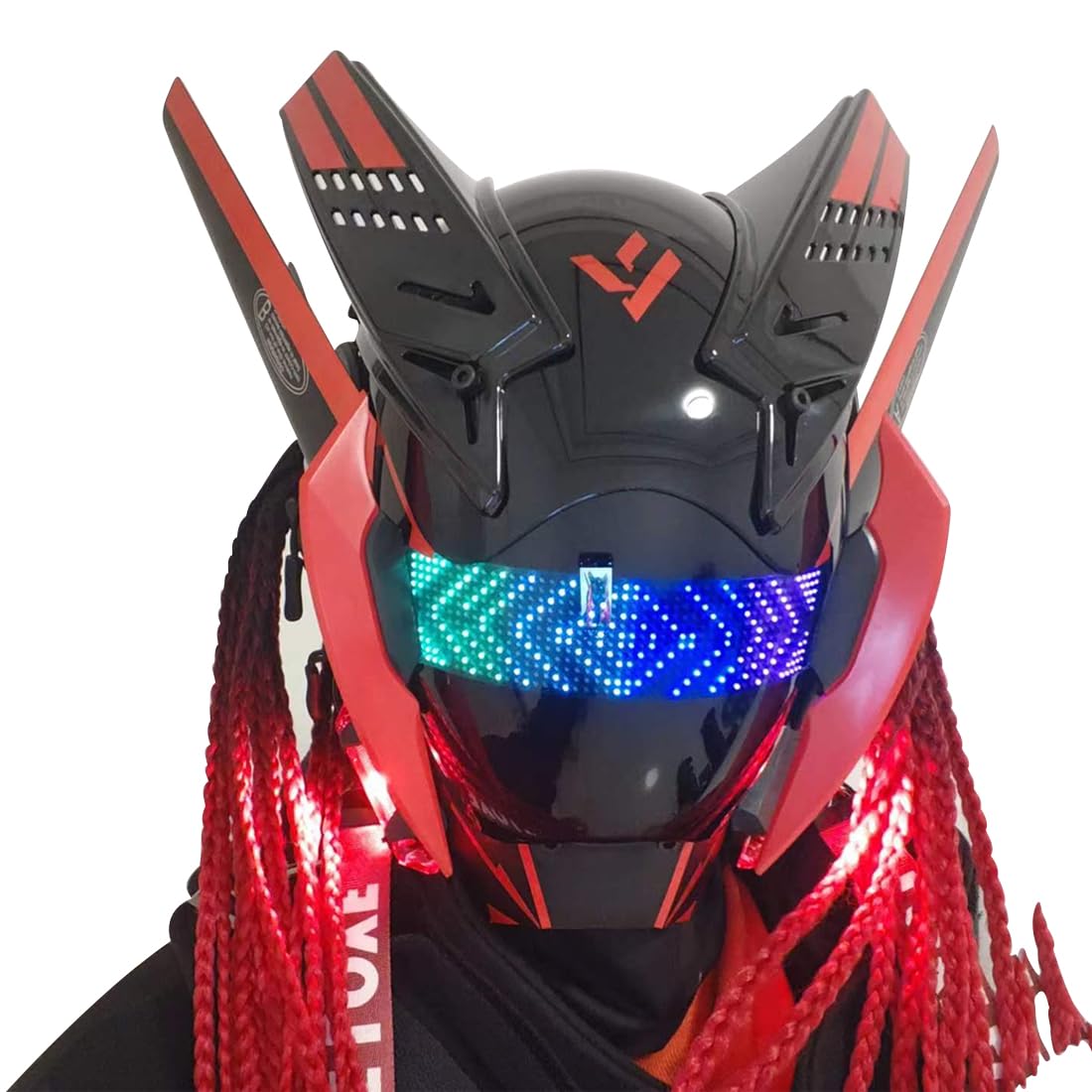 SpedUpX Punk Mask Cosplay for Men, Future Halloween Cosplay Costume Accessory with LED Light