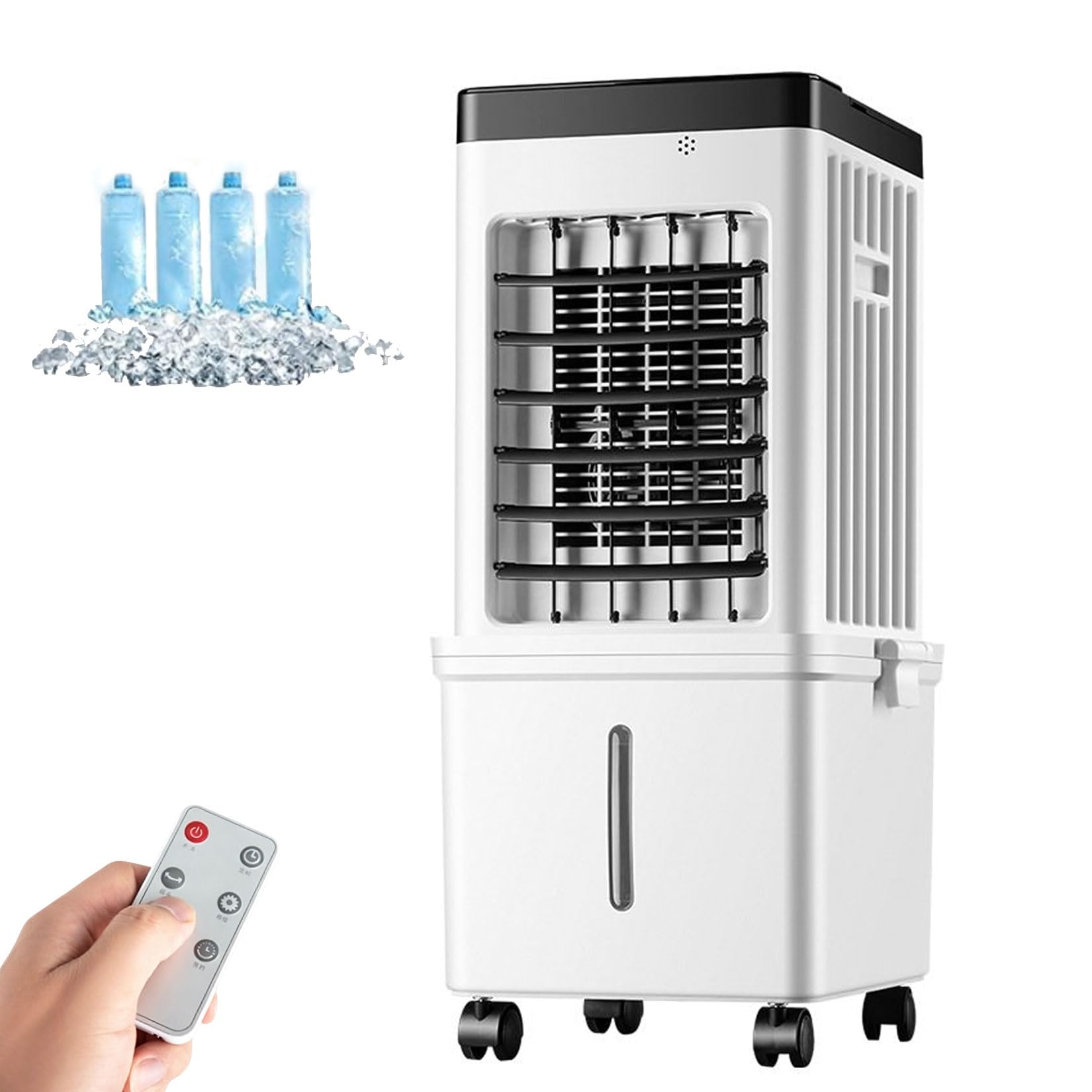 yurstcggh Portable Air Conditioner Fan,Portable Air Conditioner with Auto Oscillation,15L Water Tank,3-in-1,Tower Fan/Humidifier/Evaporative Coolers,7.5H Timer,4 ice trays
