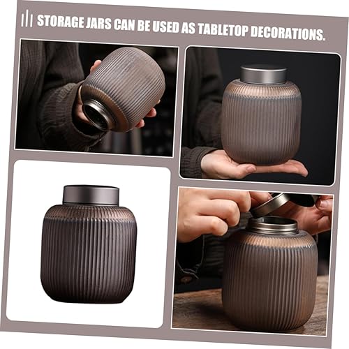 Miniatura 7 de Amosfun Botes de cerámica de azúcar de té vintage Lata de almacenamiento de té de cocina Tarro de cerámica Tarro de té sellado Tarro de té