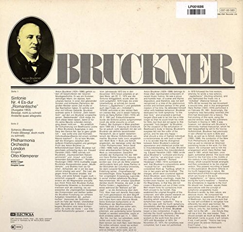 Bruckner Sinfonie nr.4 Romantische Philharmonia Orchestra London EMI