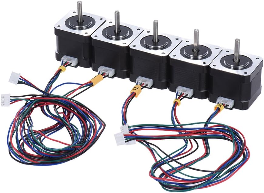 Anet Nema 17 Stepper Motor,5pcs Nema 17 Stepper Stepping Motor Drive Control 2 Phase 1.8 Degree 0.9A 0.4N.M 42mm with Lead Cable 3D Printer/CNC Accessory Replacement