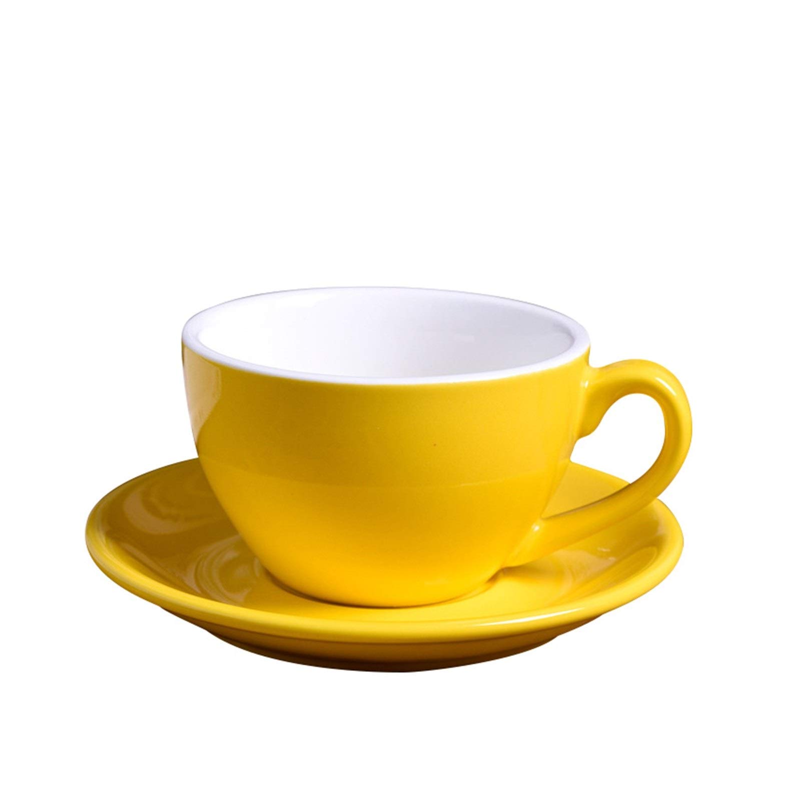 Fymlok Yellow Coffee Cup,Cups And Saucers Ceramic Hand Painted Coffee Cup Creative Vintage Cup Cappuccino Cups For Latte Mocha Tea Coffee Cup With Saucer(Yellow)