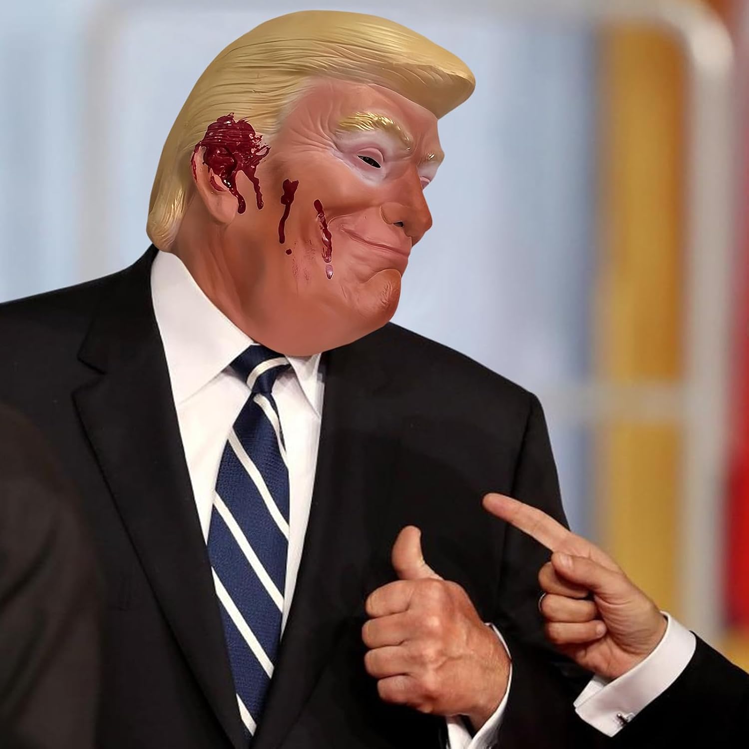 Realistic Celebrity Face Full Head Latex Mask Halloween Costume for Adults - Smile