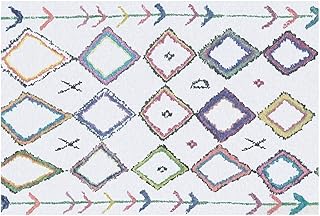 WINON Tappeto Tappeti Tappeti Area Sala da Pranzo casa da Letto Carpet Tappetino semplici Geometriche del Modello Soggiorno Comodino Coperta Stile Marocchino (Color : B, Dimensione : 80 * 160cm)