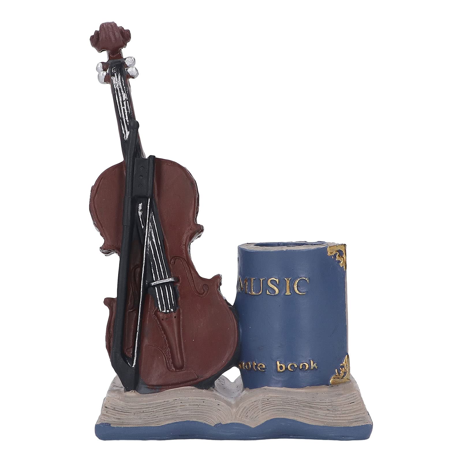 Porte-stylo violon vintage en résine bleue, un chef-d'œuvre artisanal de bureau