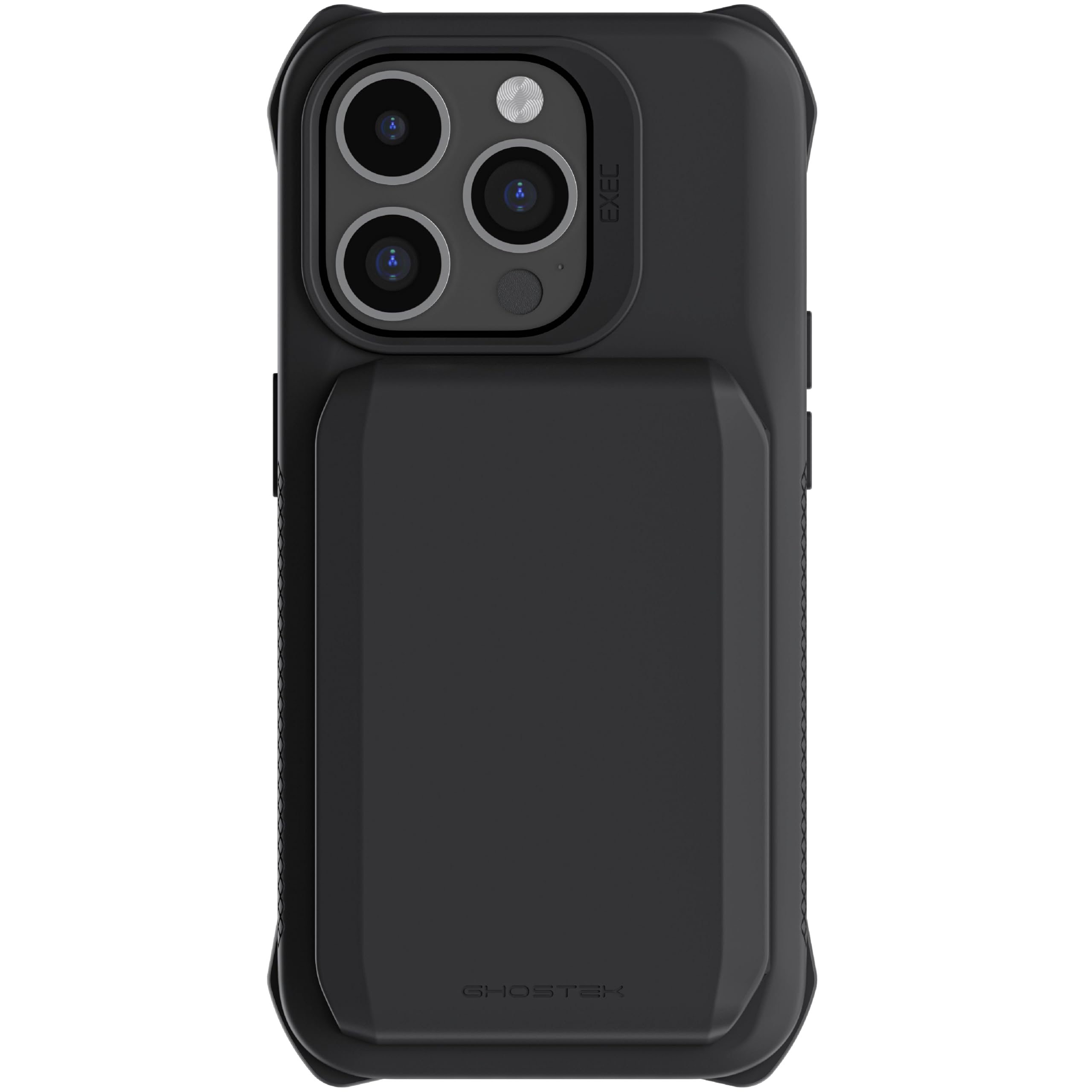 Ghostek Exec iPhone 15 Pro Wallet Case, Compatible with MagSafe Accessories, Detachable Magnetic Credit Card Holder, Kickstand (6.1 Inch, Black)