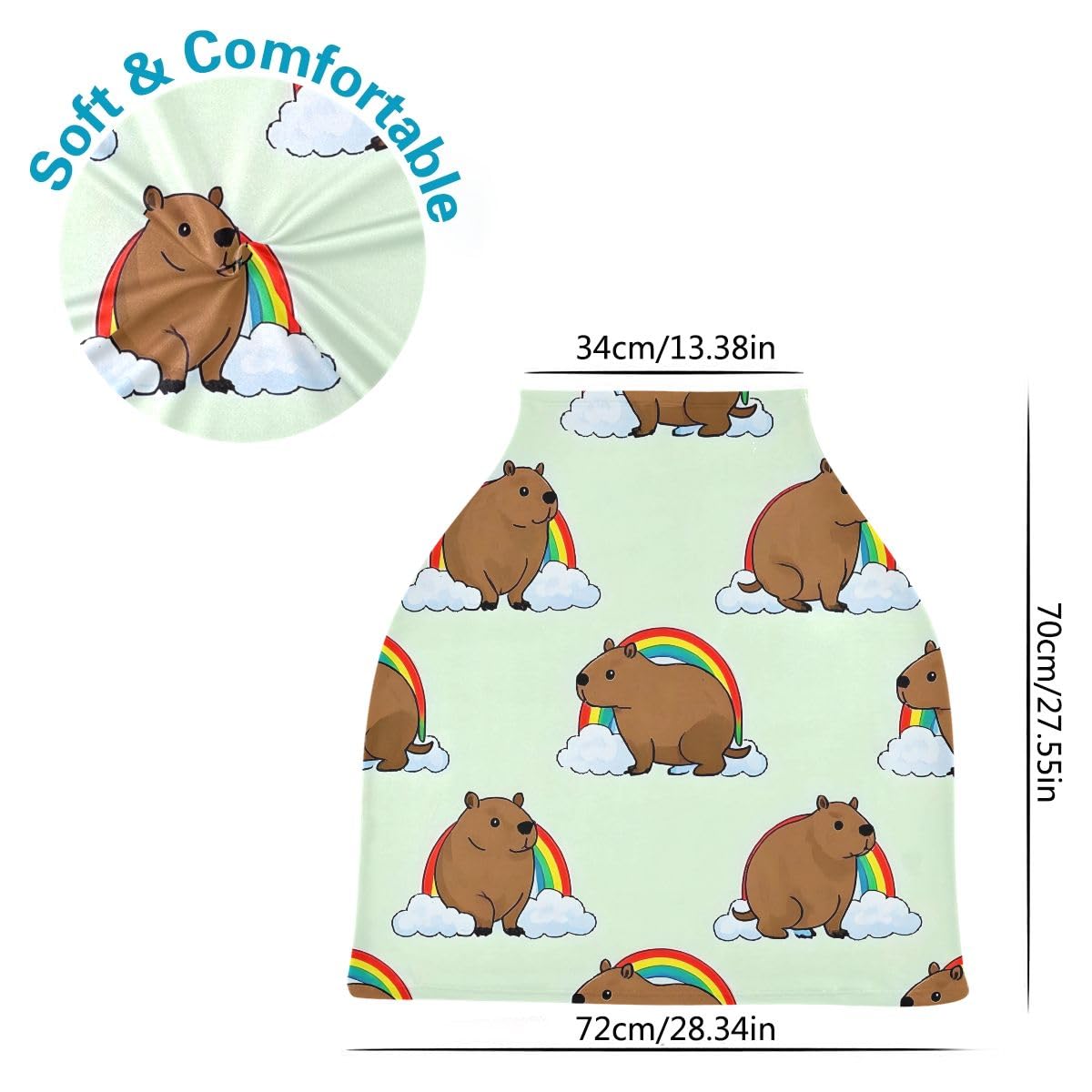 Baby Car Seat Canopy Covers Nursing Cover Stretchy Boys Girls Capybara Rainbow Carrier Cover Breastfeeding Cover Breathable