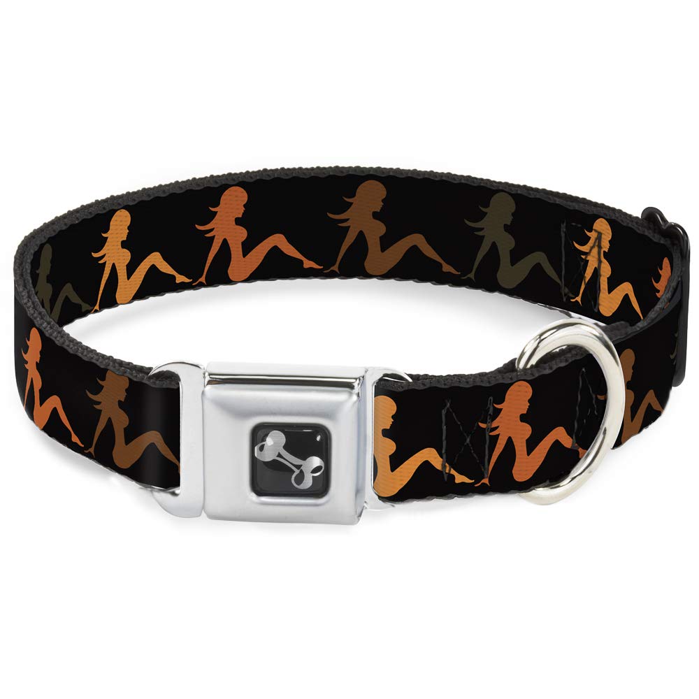 Buckle-Down Klamra pasa bezpieczeństwa obroża dla psa - klapa błotna dziewczyna powtarzająca się czarny/pomarańczowy blaknięcie - szerokość 3,8 cm - pasuje na szyję 45-81 cm - rozmiar L