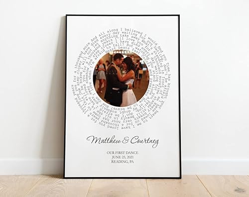 Vista 10 de Letras de canciones de boda personalizadas, letras de primer baile, regalo de primer año, aniversario, día de San Valentín, póster para hombre