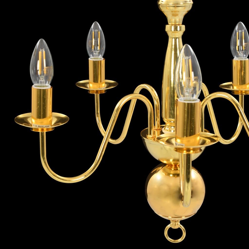 vidaXL Lámpara de Araña 5xE14 Bombillas Hogar Casa Decoración Iluminación Luz Mobiliario Habitación Diseño Estilo Dorada