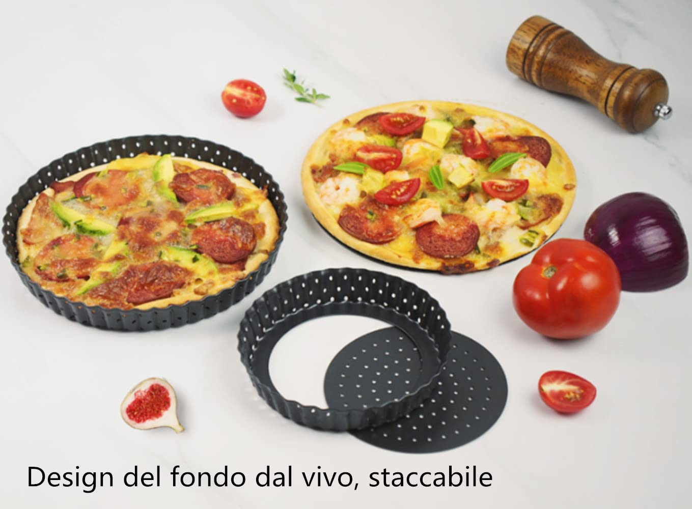 Teglia Rotonda Antiaderente Traforata 24 Cm – Fondo Rimovibile, In Acciaio Al Carbonio, Per Quiche E Crostate - 4