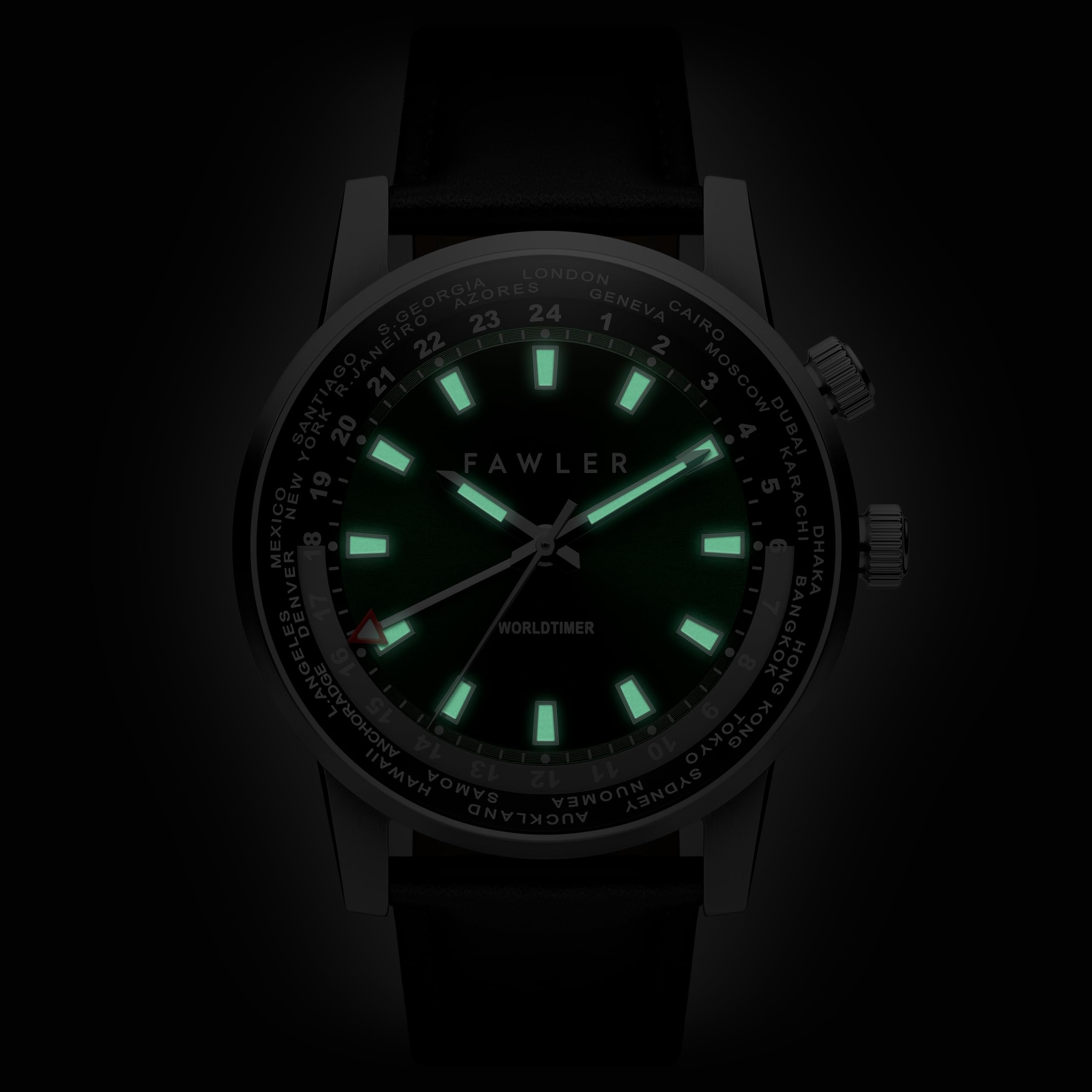 by Trendhim - Gentium - Montre à heure mondiale GMT - Pour homme - Étanche jusqu'à 10 ATM - Mouvement à quartz suisse Ronda 515 - Design danois