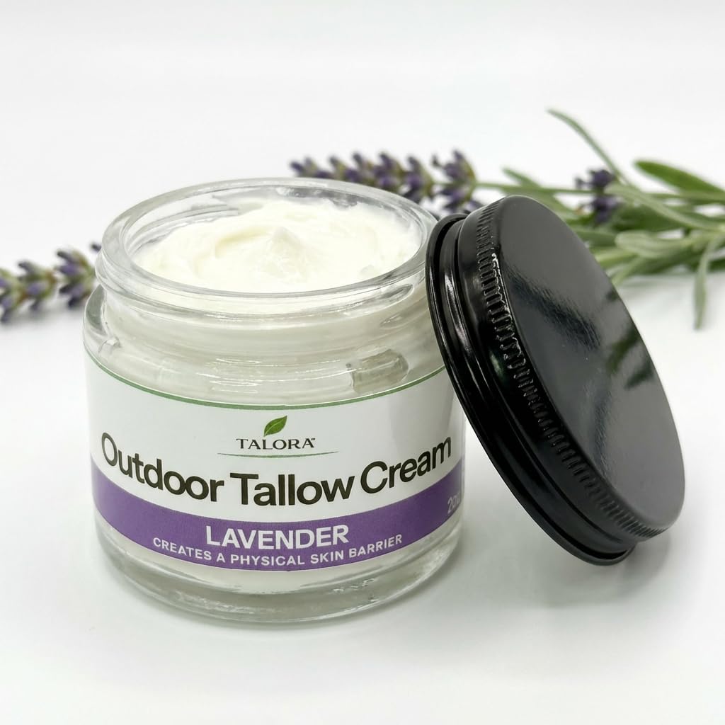 Outdoor Tallow Cream: Lavender | 100% Grass-Fed & Finished Beef Suet Tallow Moisturizer with Organic Jojoba Oil | Deeply Nourishing | All-Natural Skin Cream for Outdoor & Dry Skin (4oz)