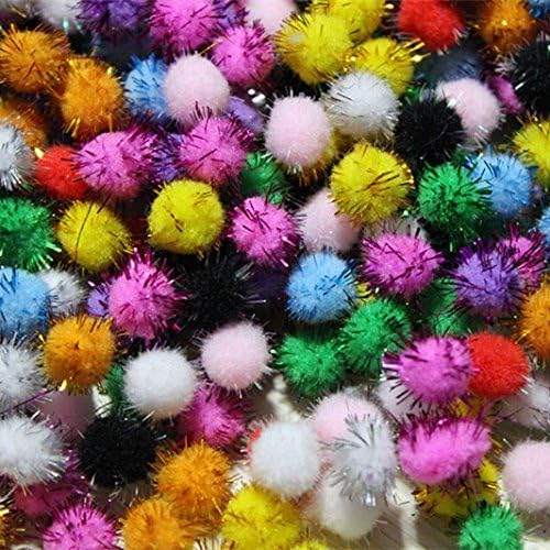 TECH-P® 300 Pack 20mm Small Pom Poms Glitter Balls Small Sparkle Balls for Arts Crafts Projects– Assorted Color