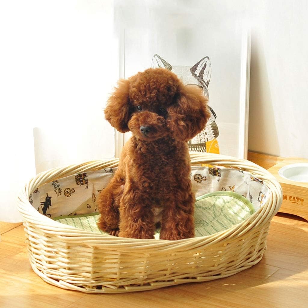 Summer Kennel Cat Nest Small Dog Straw Dog House Resistant to Natural Materials Non-toxic Environmentally Friendly Pet Nest Cool Mat Ice Pad Can Choose Pet Supplies (A Medium)