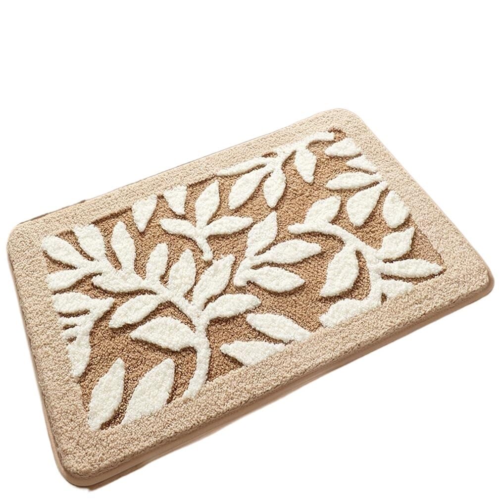 Tapis de bain absorbant kaki 40x60 cm à poils longs en microfibre