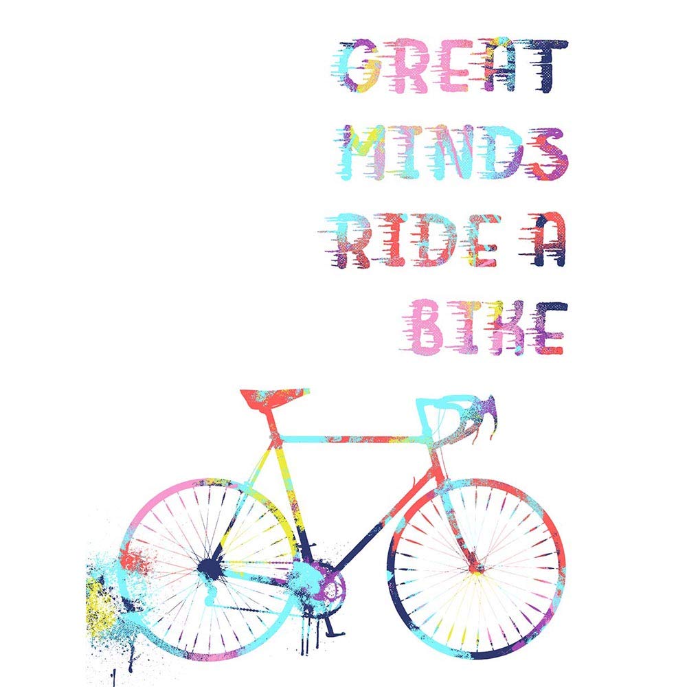 Bicycle Colourful Great Minds Ride Art Print Poster Wall Decor 12X16 Inch