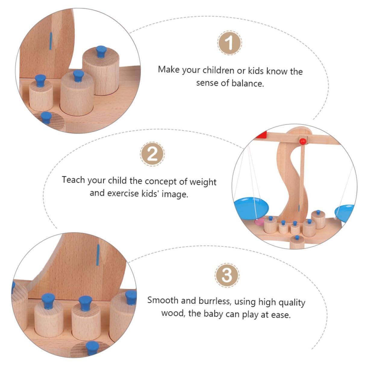 BESPORTBLE Educativo De Balanza De Madera para Niño Niña Juguete De Equilibrio Práctica y Resta Herramienta Didáctica Montessori para Edades Infantiles