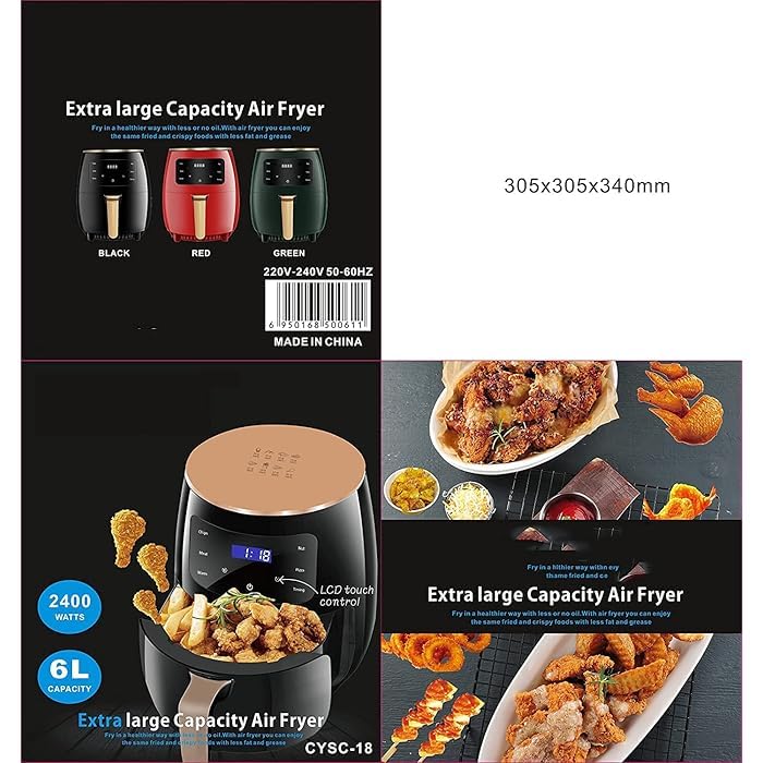 Image of Silver Crest Digital Touch Air Fryer, 6L Capacity, 2400W, Black