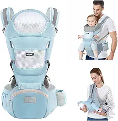Canguru Para Bebe,Alça De Transporte Multifuncional 6 e 1,Canguru Ergonomico Para Bebe,Adequado Para 0-36 Meses (Azul)