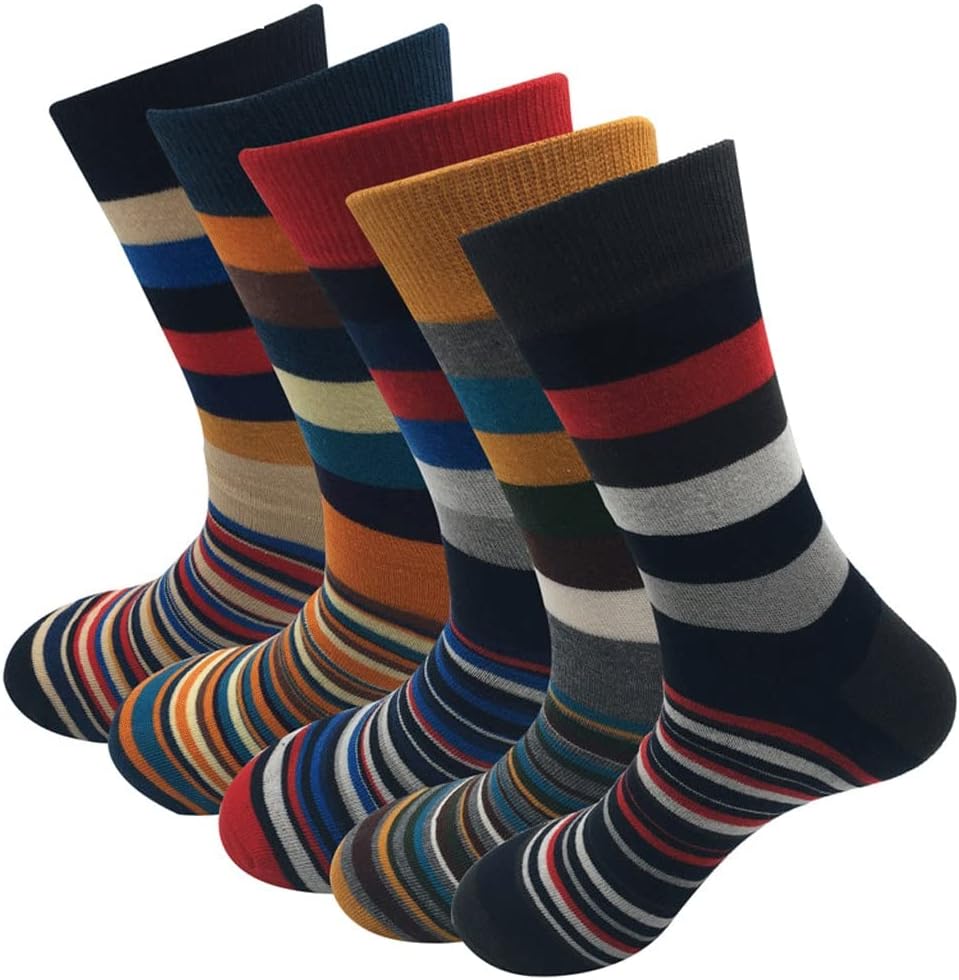 Men's Socks Colorful Stripes Autumn and Winter Cotton Sports