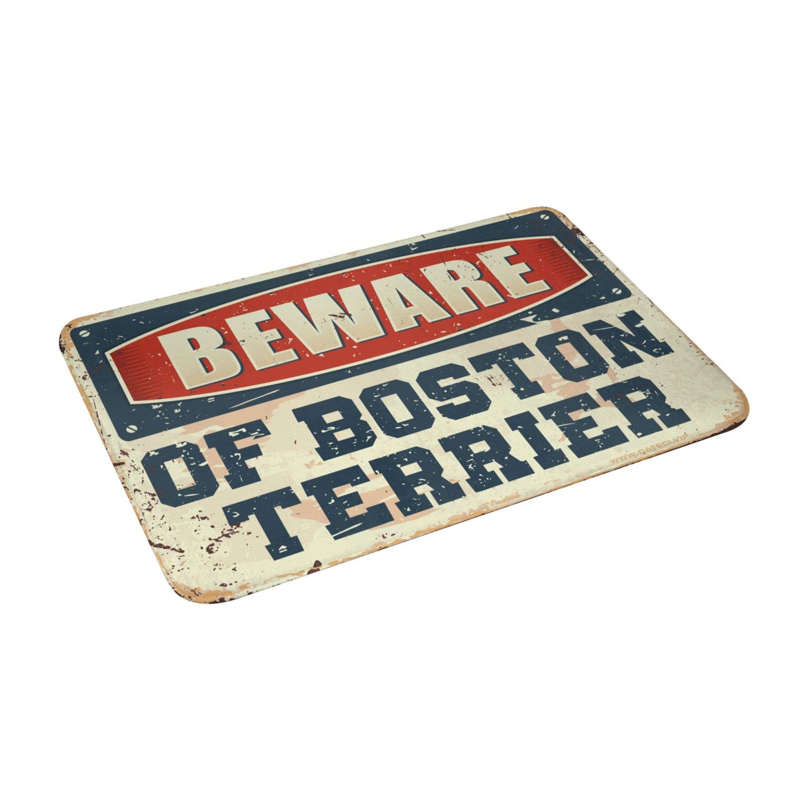 Wewnętrzna mata pod drzwi wejściowe 'Beware of Boston Terrier' dywanik mata powitalna do drzwi wejściowych i zewnętrznych wycieraczki zabawna (65 x 90 cm)