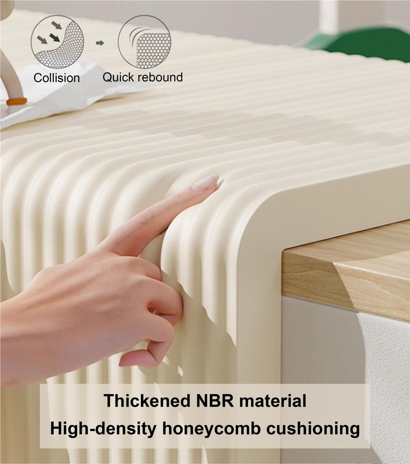 Elbstklebende Wandschutz Polster, Einfach zu Montieren, Schlagfest mit Schaum Material für Kopfteil, Wohnzimmer und Schlafzimmer Dekor(Off-White,W 60 x L 200 cm)