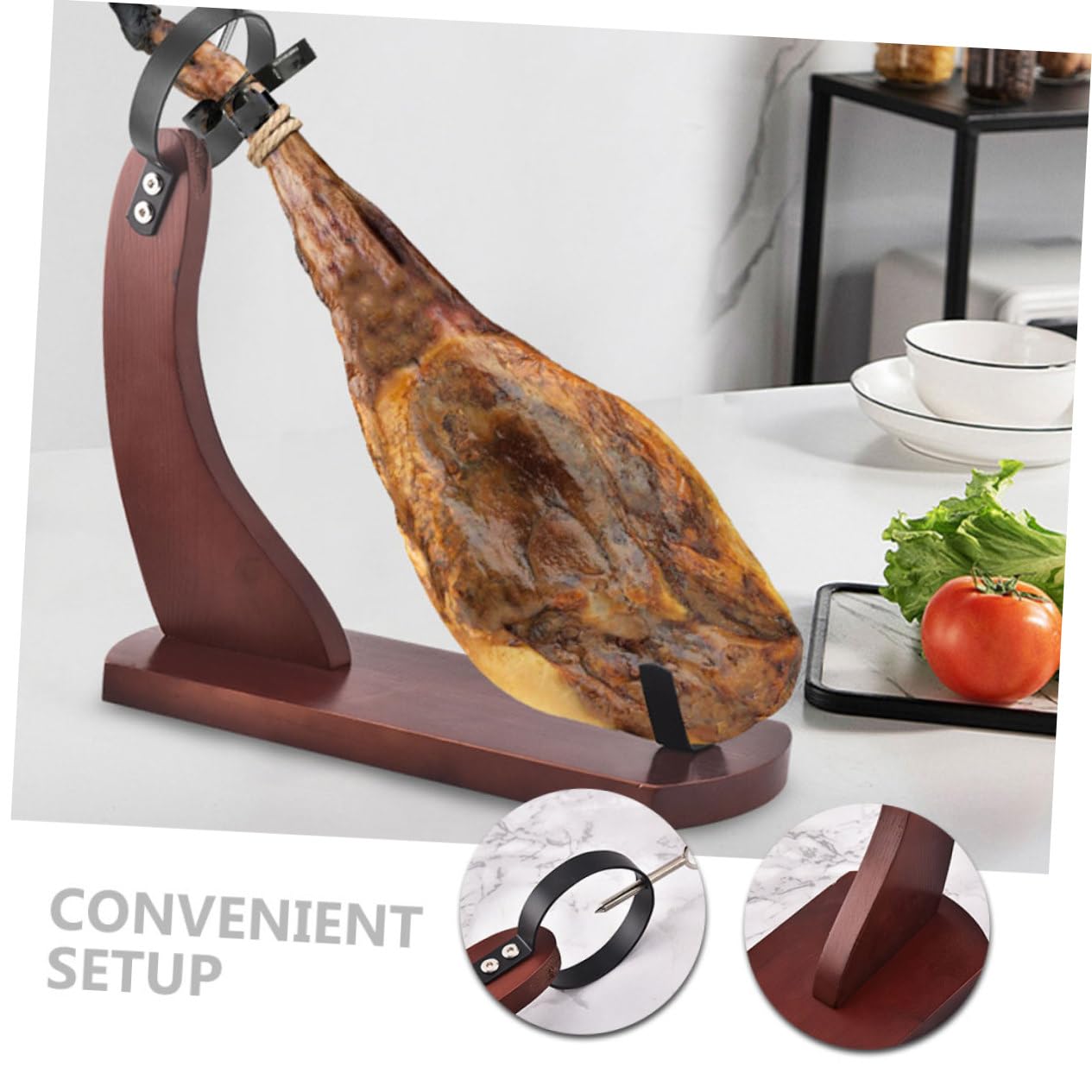 PRETYZOOM Porta Prosciutto Spagnolo in Acciaio Inossidabile e Legno Marrone