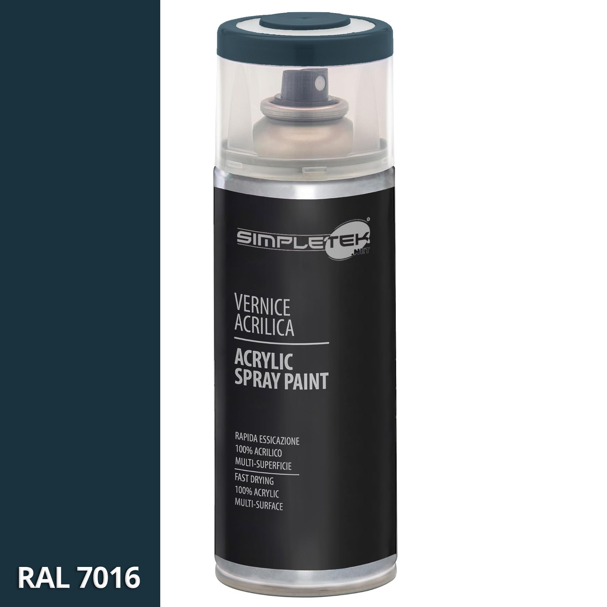 SIMPLETEK - 6X Bomboletta Vernice Spray Acrilico Grigio Antracite RAL 7016 Universale Multimateriale Rapida Asciugatura Interni Esterni 400ml (kit 6 pezzi)