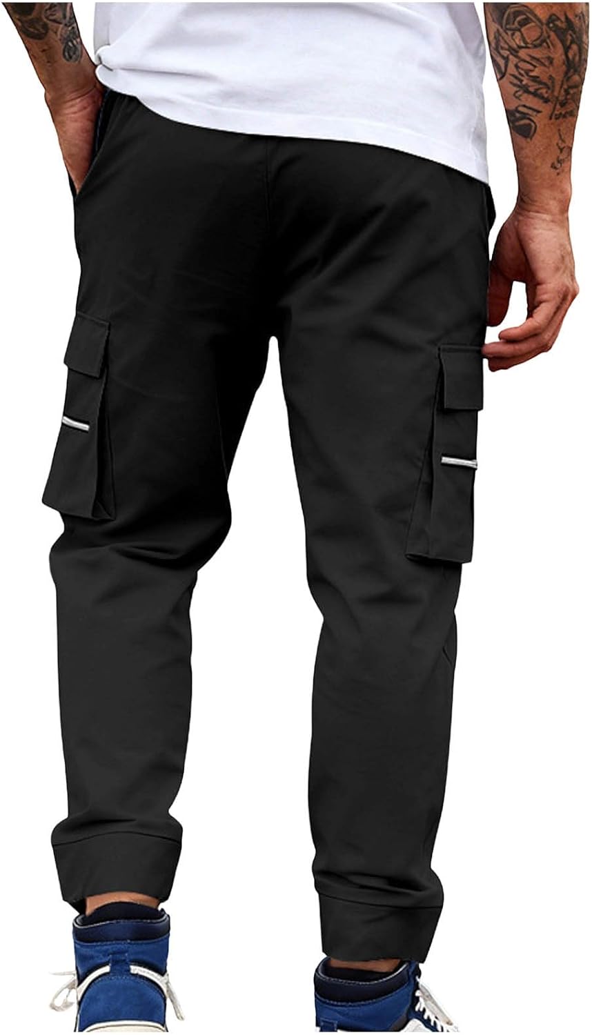 Cambkatl Straight Leg Hiking Pants for Men Outdoor Casual Stretch Cargo Sweatpants with Multi-Pockets