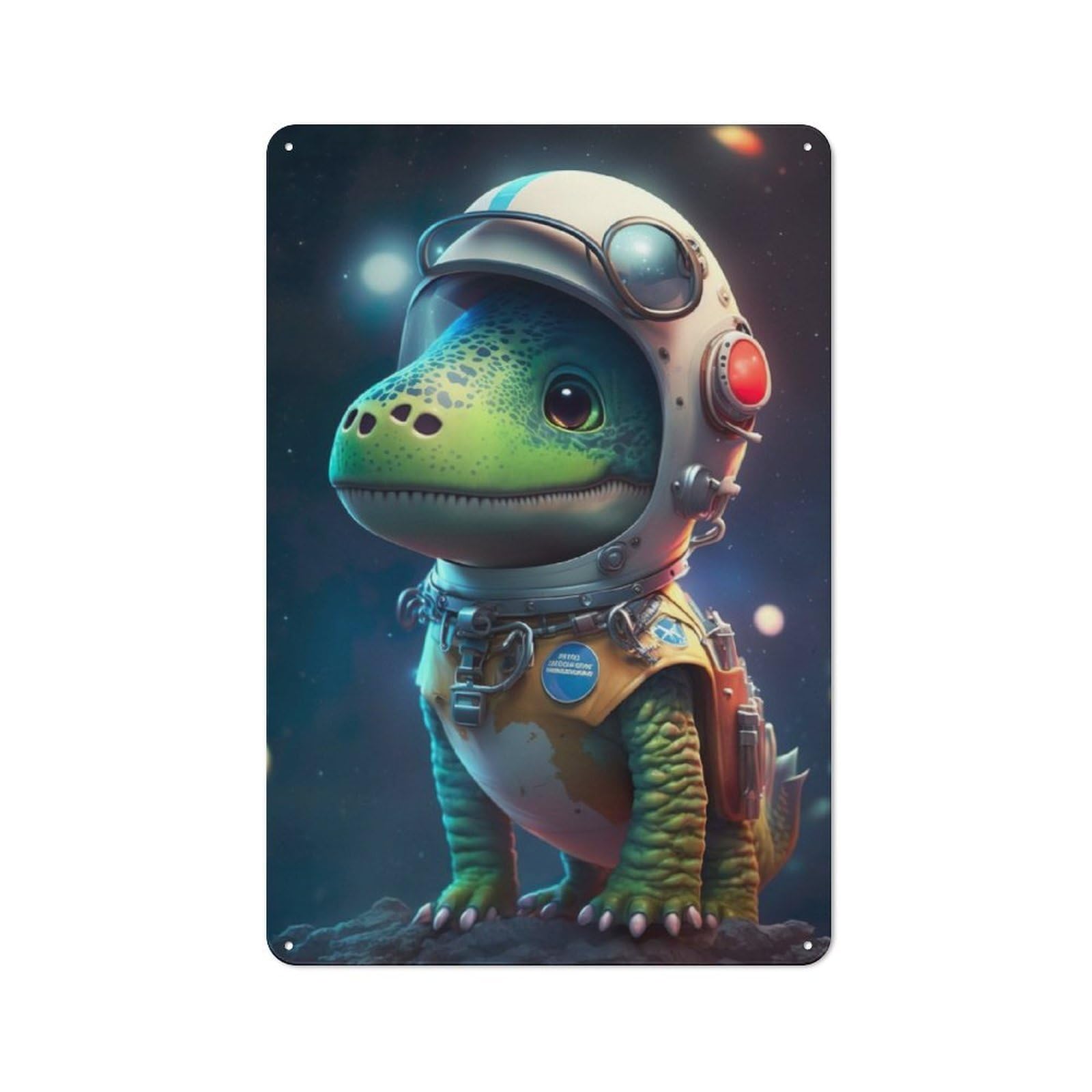 Junmoney Astronaut Space Dinosaur Vintage Tin Sign 30X20cm With For Living Room Or Hallway, Gift Idea At Christmas For Home Wall Decor Collectors