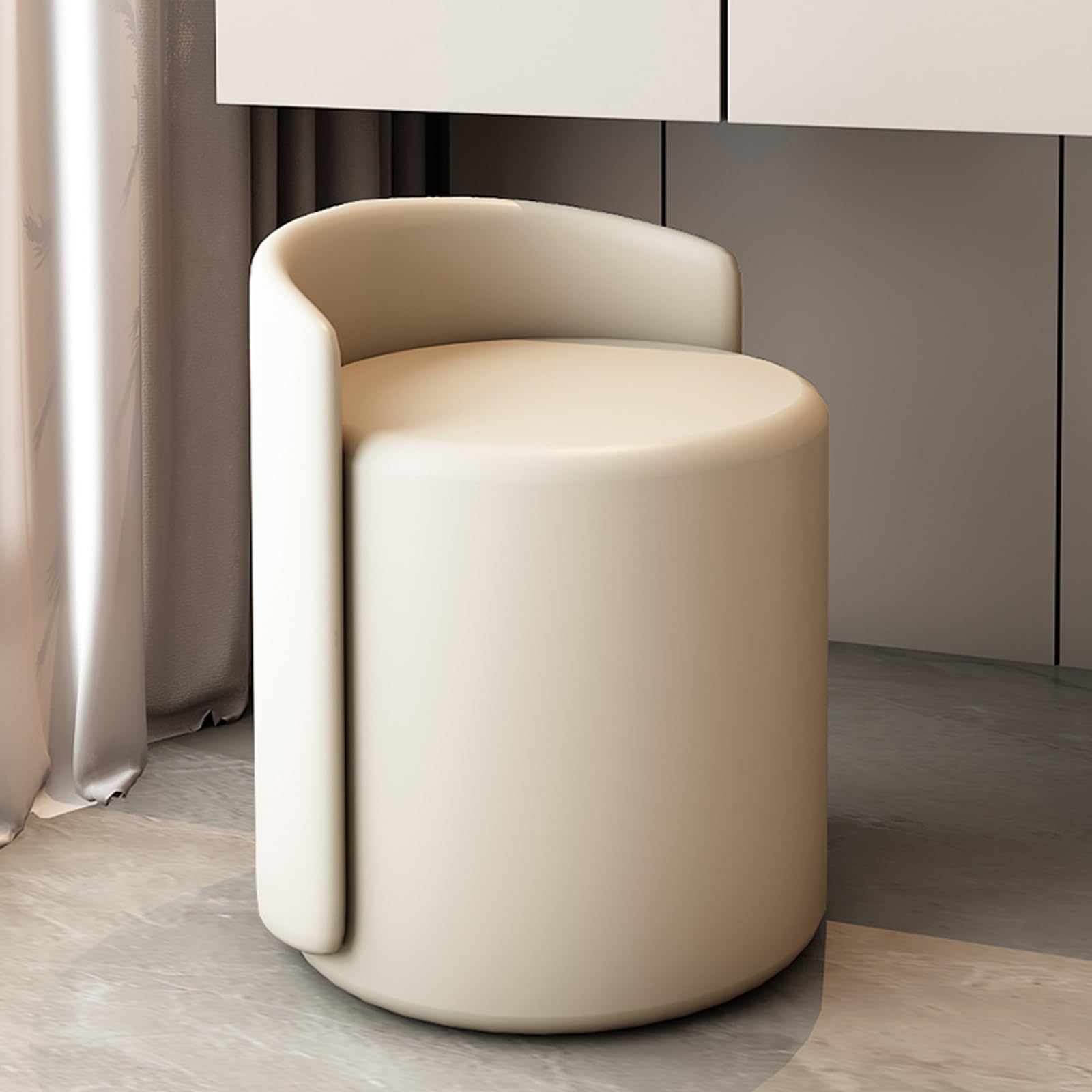 Tabouret de coiffeuse confortable blanc cassé pour chambre