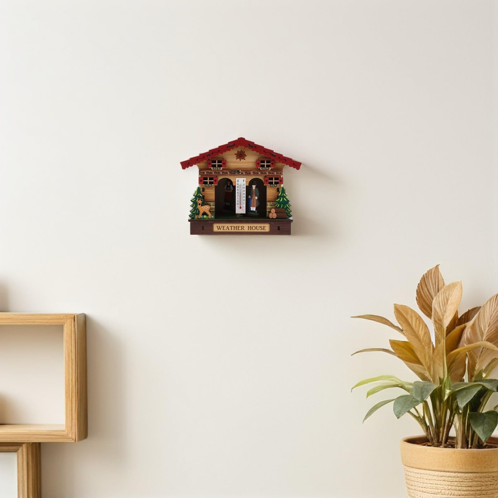 YARNOW Termómetro Higrómetro de Pared de Madera Barómetro Visual para Interior Medidor de Humedad del Hogar Indicador de Temperatura para Sauna y Oficina Estación Meteorológica