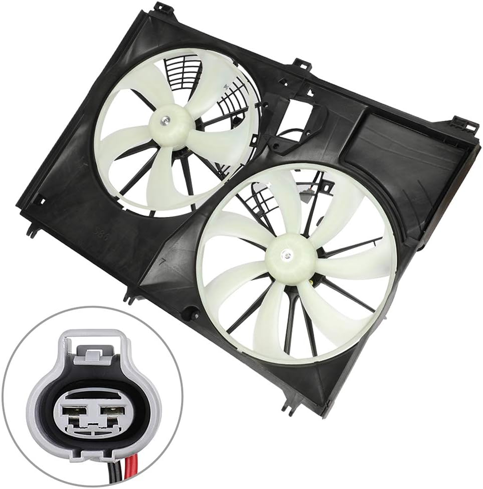 Radiator Condenser Fan Assembly Cooling Fan Driver Passenger Side/LH RH KFKGF Universal Slim Fan Push Pull Radiator Condenser Fan Assembly Cooling 12V Mount Kit 2014-2017 for Toyota for Highlander