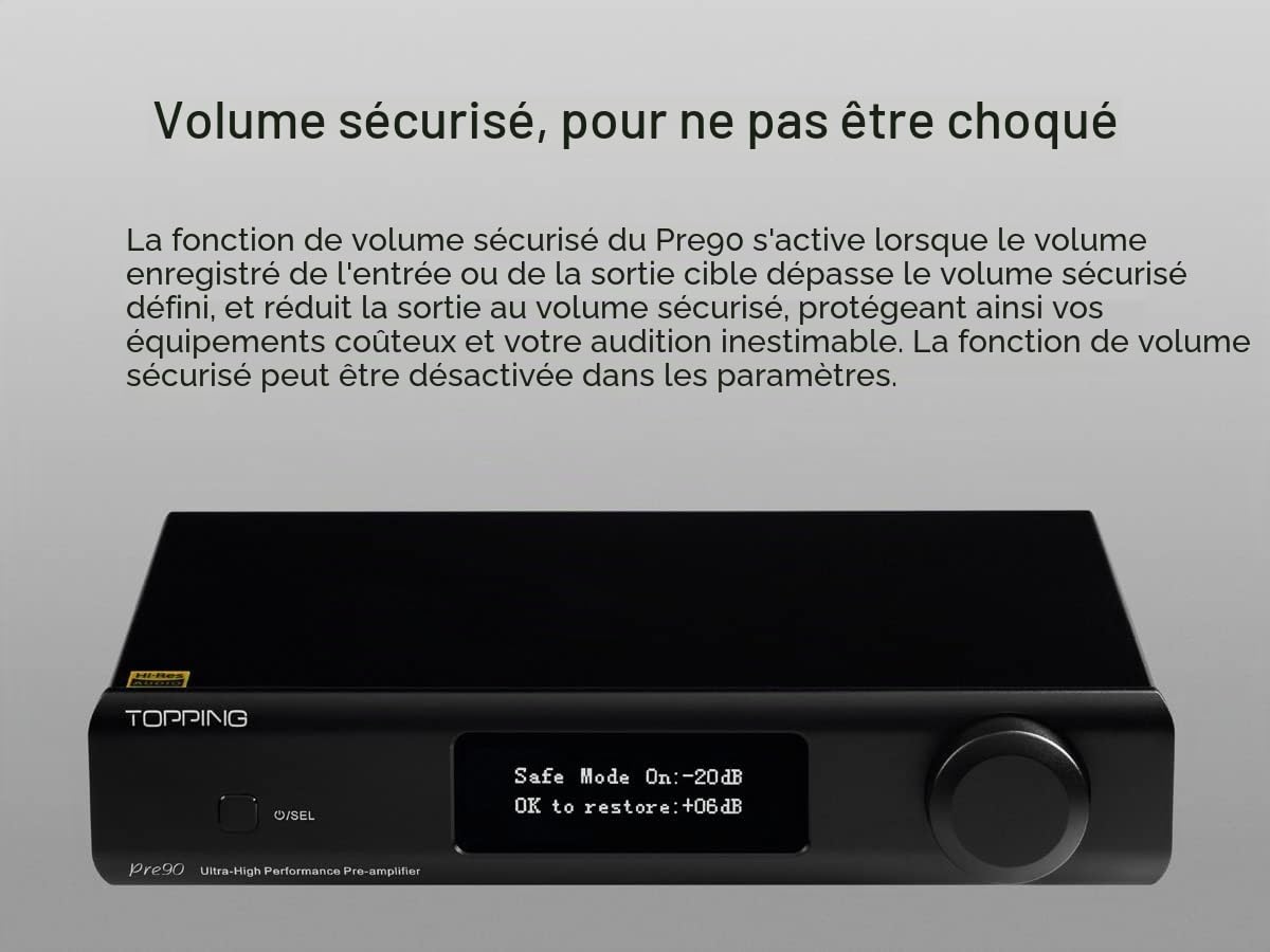 Topping PRE90 Préamplificateur Hi-Res avec sorties et connexions équilibrées, couleur noire