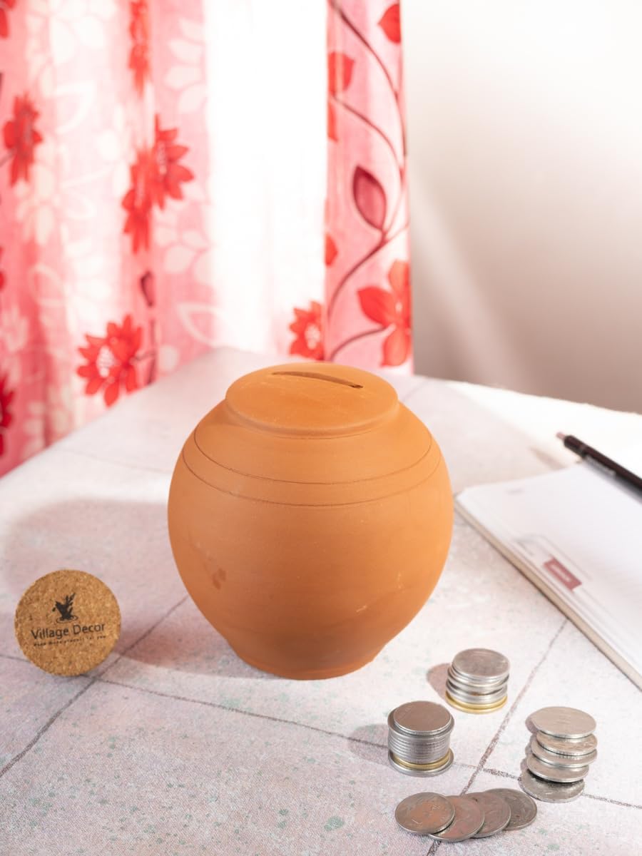 Village Decor Terracotta Coin/Money Bank (Brown)