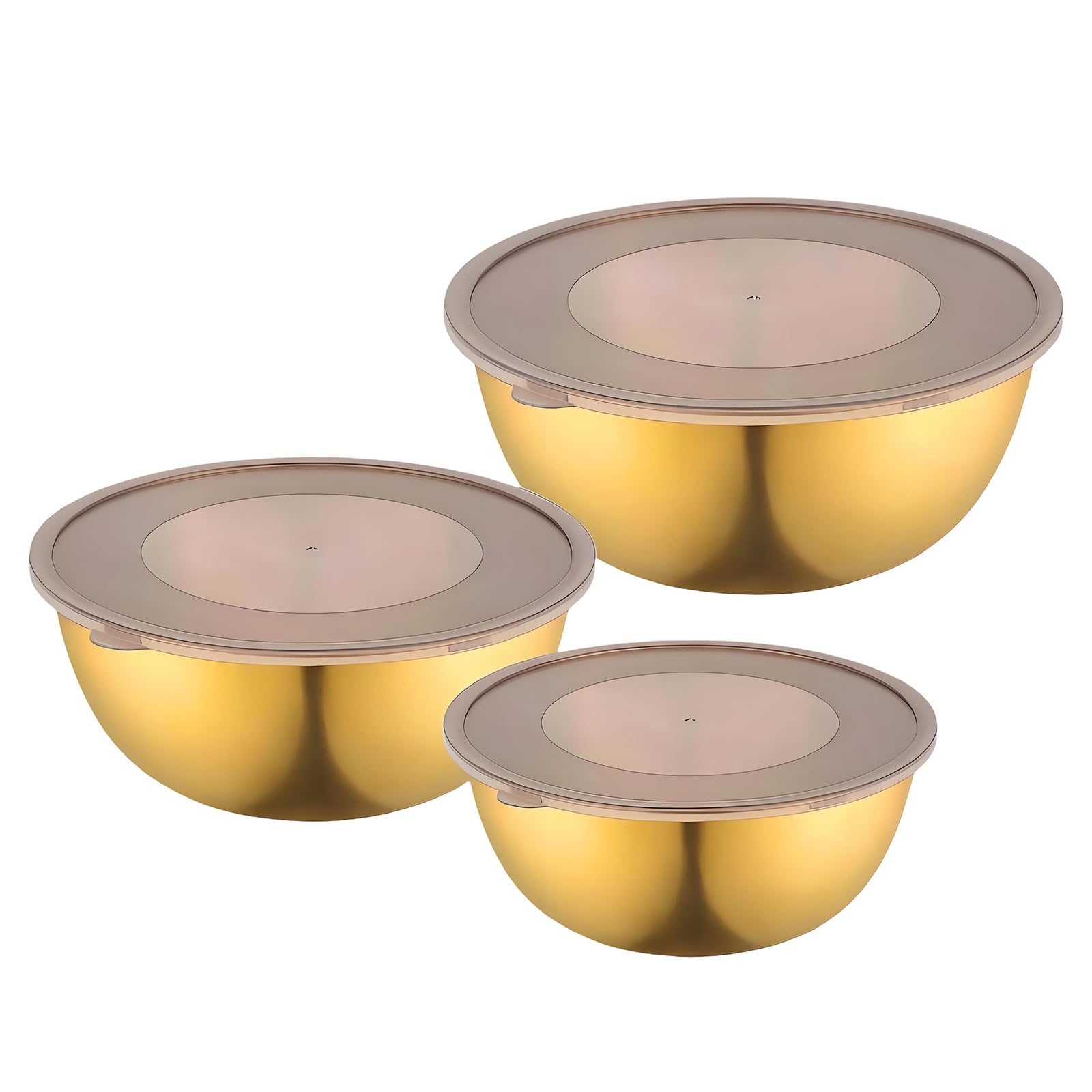 Stackable Stainless Steel Mixing Bowls with Clear Lids for Food Prep Storage Serving Set with Transparency Top Food Storage Container for Entertaining and Daily Use Salad with Transparency Top Serving