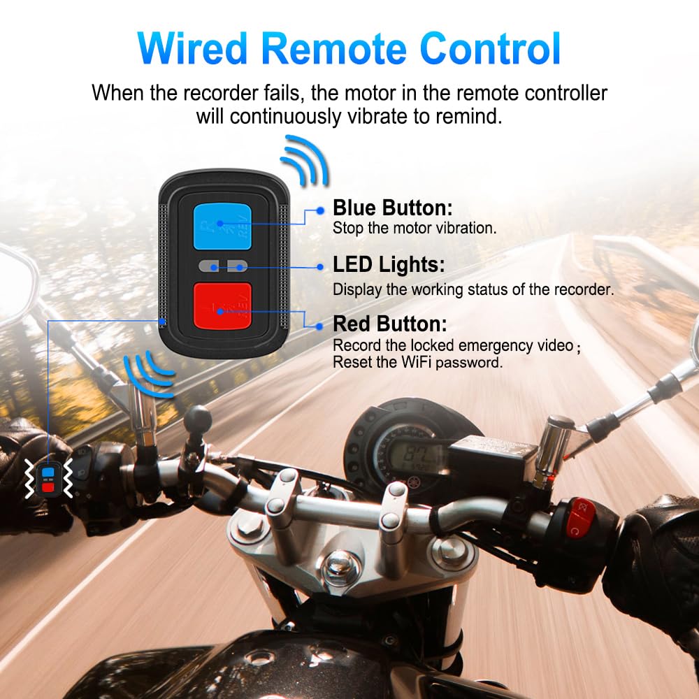 VSYSTO Dashcam motocicleta salpicadero cámara HD 1080p WiFi doble cámara delantera y trasera con GPS impermeable todo el cuerpo DVR descarga video a alta velocidad